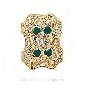 GS287 D/E - 14 Karat Gold Slide with Diamond center and Emerald accents 